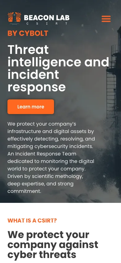 BEaconLab CSIRT homepage on mobile