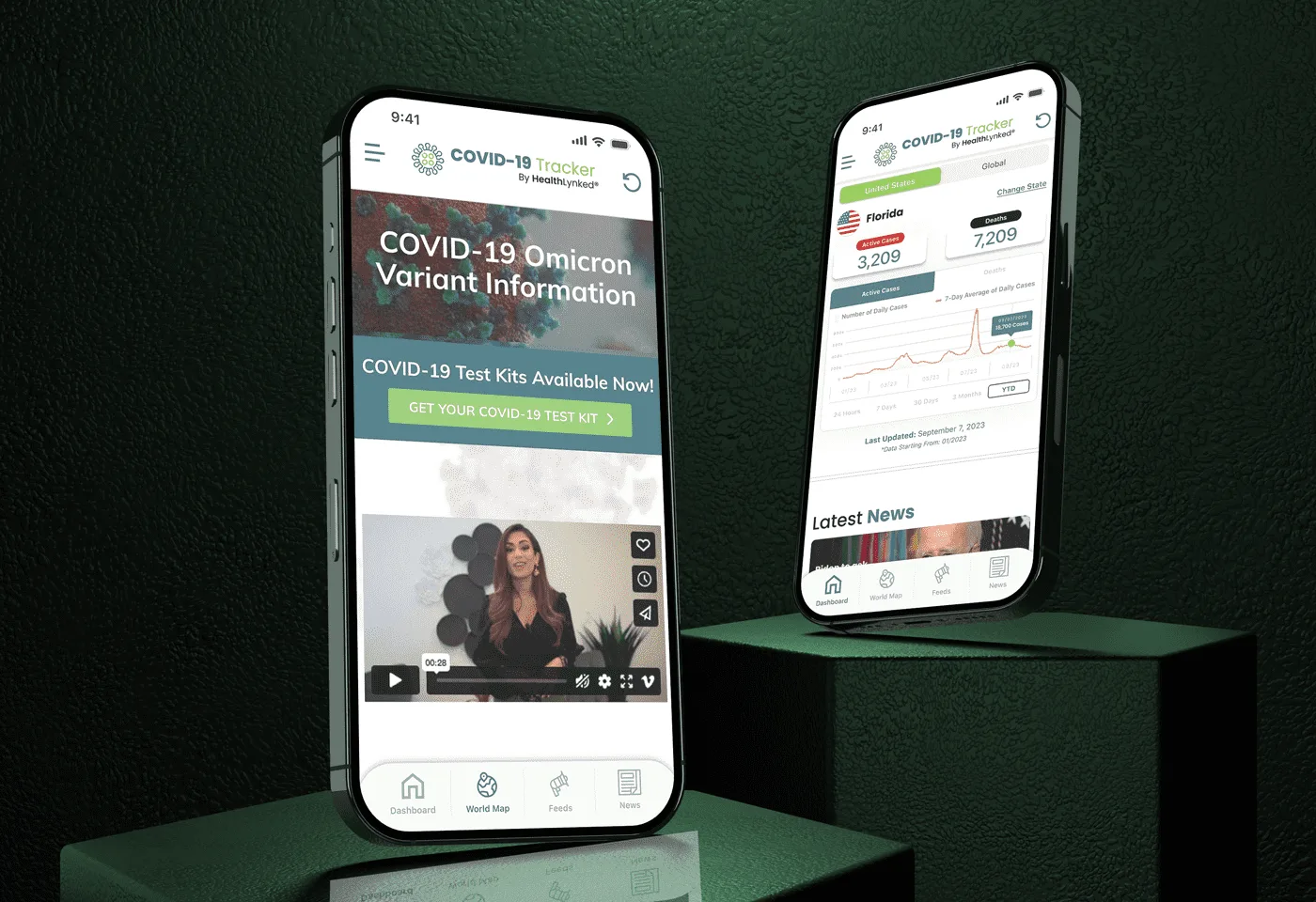 COVID-19 Tracker by HealthLynked app design