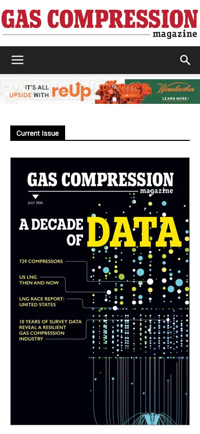 Gas Compression Magazine homepage on mobile