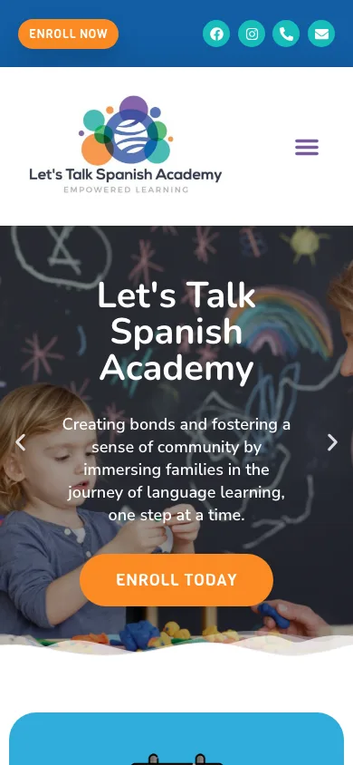 Let's Talk Spanish Academy homepage on mobile
